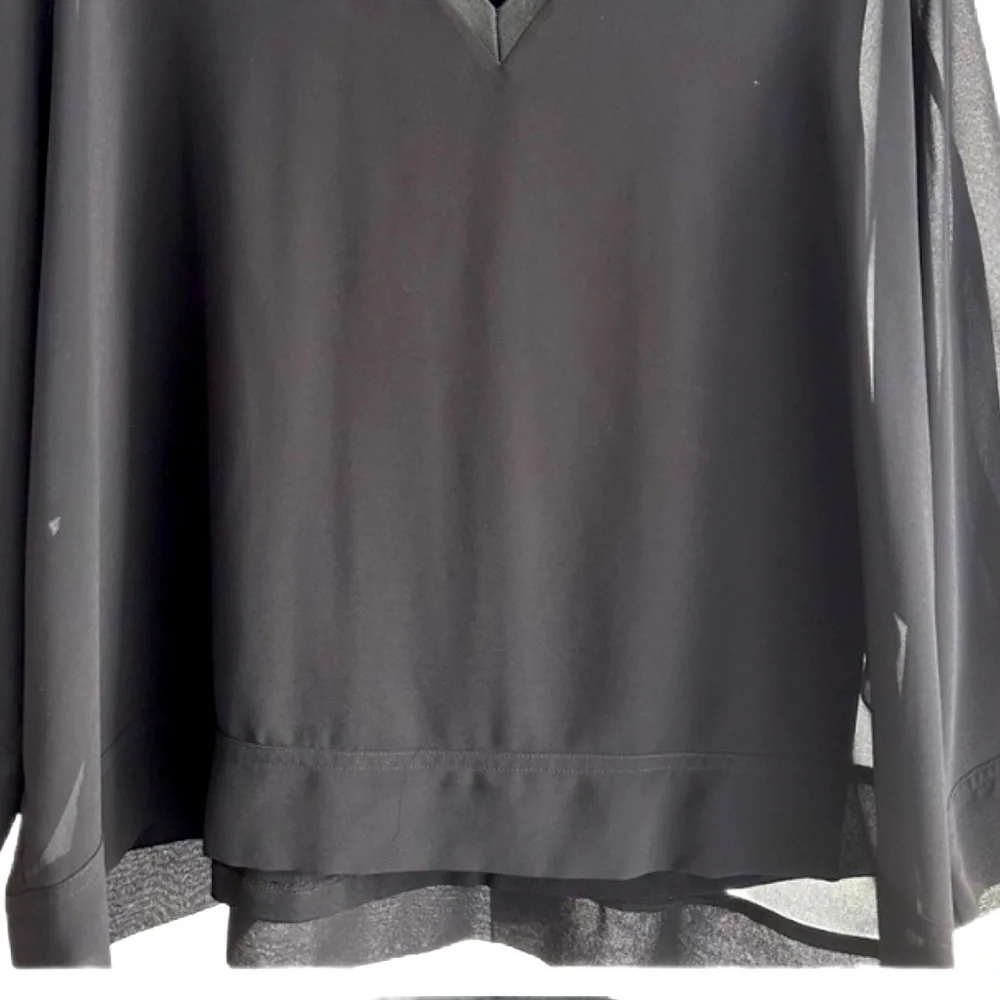 ZARA NWOT Billowy Semi Sheer Long Sleeve Blouse in Black Size XS - Picture 7 of 8